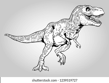 Walking Tyrannosaurus Rex Prehistoric Dinosaurs Vector Illustration