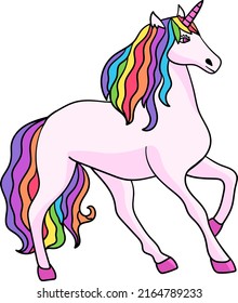Walking Unicorn Cartoon Colored Clipart