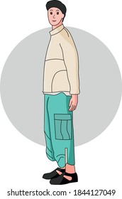 Walking vector character illustration set
