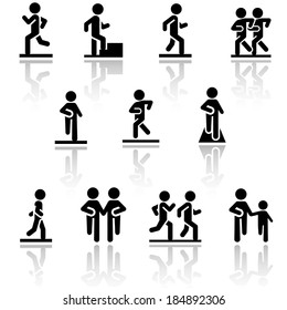 Walking vector icons set . EPS10.