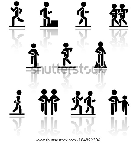 Walking Vector Icons Set EPS 10 Stock Vector (Royalty Free) 184892306 ...