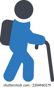 wandernde Vektorgrafik auf transparentem Hintergrund. Hochwertige Symbole. Glyphen Vektorsymbole für Konzept und Grafikdesign. 

