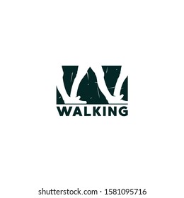 walking w logo design ilustration 