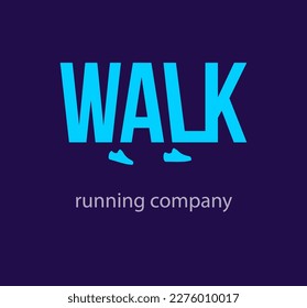 Walking walk lettering logo design. Moving walk inscription. Walking company logo template. vector