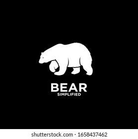 Walking white polar bear logo icon design with black background