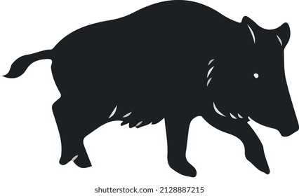  walking wild boar silhouette vector