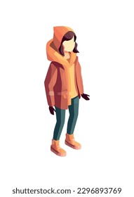 Caminando en invierno, una persona con icono de chaqueta aislada