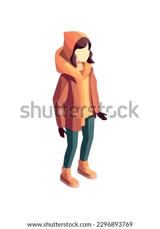 Walking in winter, one person in jacket icon isolated