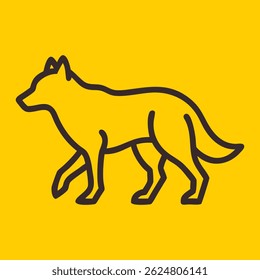 Walking wolf line logo. Black wolf linear icon isolated on white background. Vector illustration.
