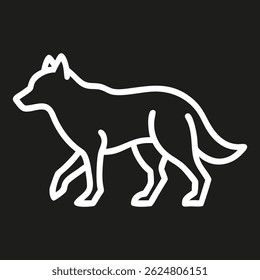 Walking wolf line logo. Black wolf linear icon isolated on white background. Vector illustration.