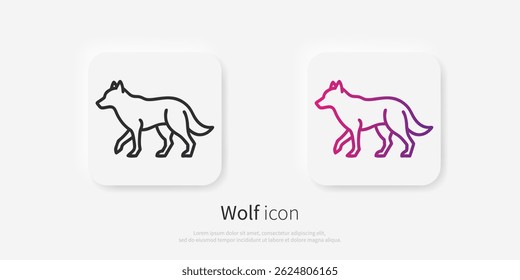 Walking wolf line logo. Black wolf linear icon isolated on white background. Vector illustration.