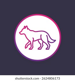 Walking wolf line logo. Black wolf linear icon isolated on white background. Vector illustration.