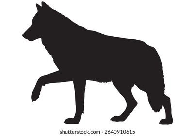 Walking Wolf Silhouette, Illustration of a Wild Animal