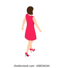 Walking Woman Front And Back Pose On White Background. Created For Mobile, Web, Decor, Print Products, Application