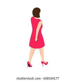 Walking Woman Front And Back Pose On White Background. Created For Mobile, Web, Decor, Print Products, Application