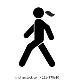 Walking woman vector icon. People walk sign