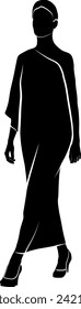 Walking Women Silhouette. Vector monochromatic illustration 