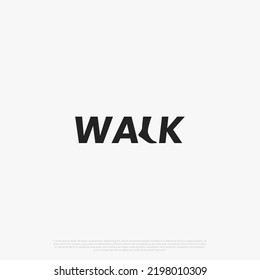 walking word with foot icon as letter L logo design creative concept