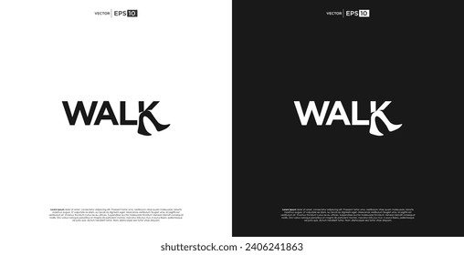 Walking word with foot icon logo design creative concept