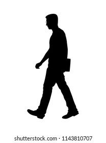 Walking young man with book  silhouette vector