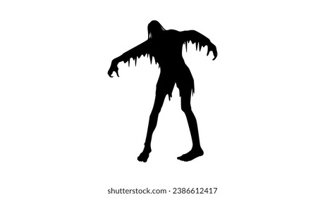 walking zombie, black isolated silhouette