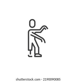 Walking zombie line icon. linear style sign for mobile concept and web design. Scary zombie outline vector icon. Symbol, logo illustration. Vector graphics