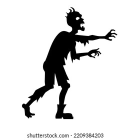 Walking zombie silhouette. Walking dead illustration for Halloween for decorations