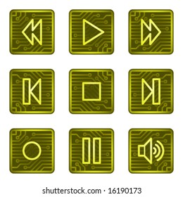 Botones Walkman iconos web, series de tarjetas electrónicas