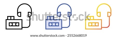 walkman icon. Linear, Blue Fill and Gradient Style Design Isolated On White Background