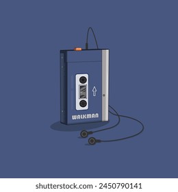 Walkman vector illustration 90s music evolution