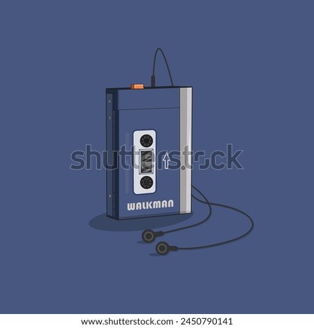 Walkman vector illustration 90s music evolution