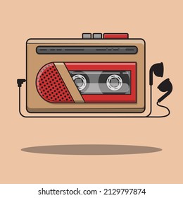 walkman vector illustration vintage tape cassette player