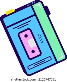 walkman vector old, retro style, 90's