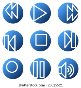Iconos web de Walkman, serie de círculos azules