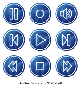 Iconos web de Walkman, series de botones de círculo azul