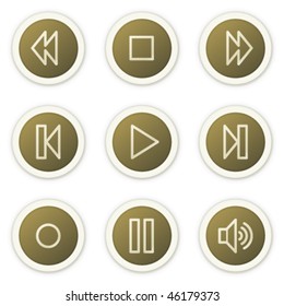 Walkman web icons, brown circle buttons series