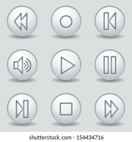 Iconos web Walkman, botones de mate blanco circular