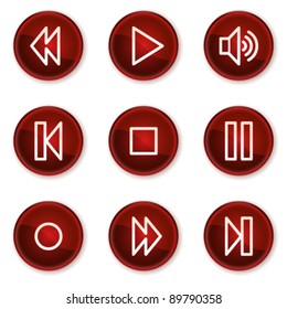 Walkman web icons, dark red circle buttons