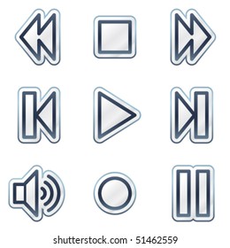 Ícones web Walkman, série adesivo de contorno azul profundo