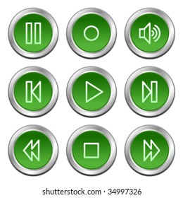 Walkman web icons, green circle buttons series