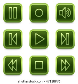 Walkman web icons, green square buttons series
