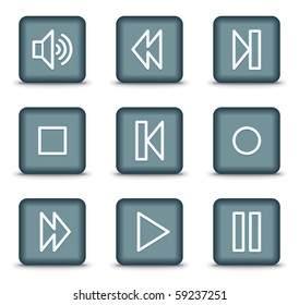 Iconos web de Walkman, botones cuadrados grises