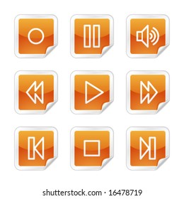 Walkman web icons, orange glossy sticker series
