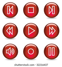 Walkman web icons, red glossy series