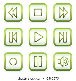 Walkman-Websymbole, quadratische Schaltflächen, grüne Kontur