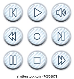 Iconos web Walkman, botones de círculo azul claro desnudos