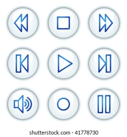 Iconos web de Walkman, series de botones de círculo blanco