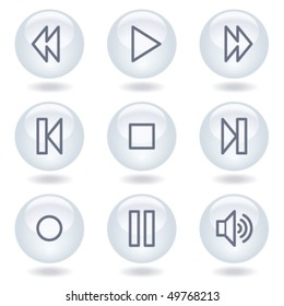 Iconos web de Walkman, botones de círculo blanco