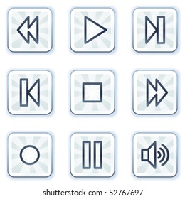 Walkman-Web-Symbole, weiße Quadrat-Schaltflächen