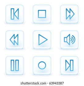 Iconos web de Walkman, botones cuadrados blancos